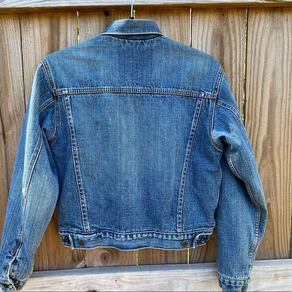 Abercrombie Workwear Lined Heavy Distressed Denim Crop Jacket - Picture 7 of 13
